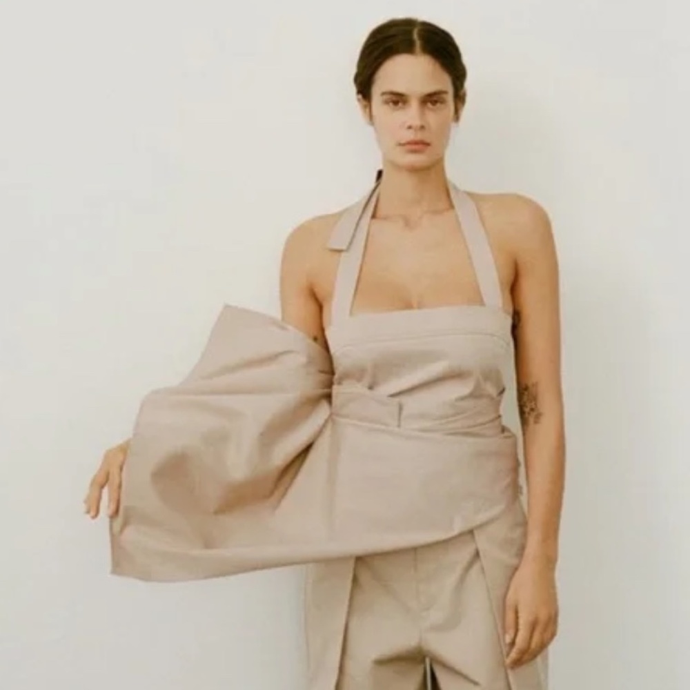 Zara Asymmetric Gabardine Buckle Top NWT size L